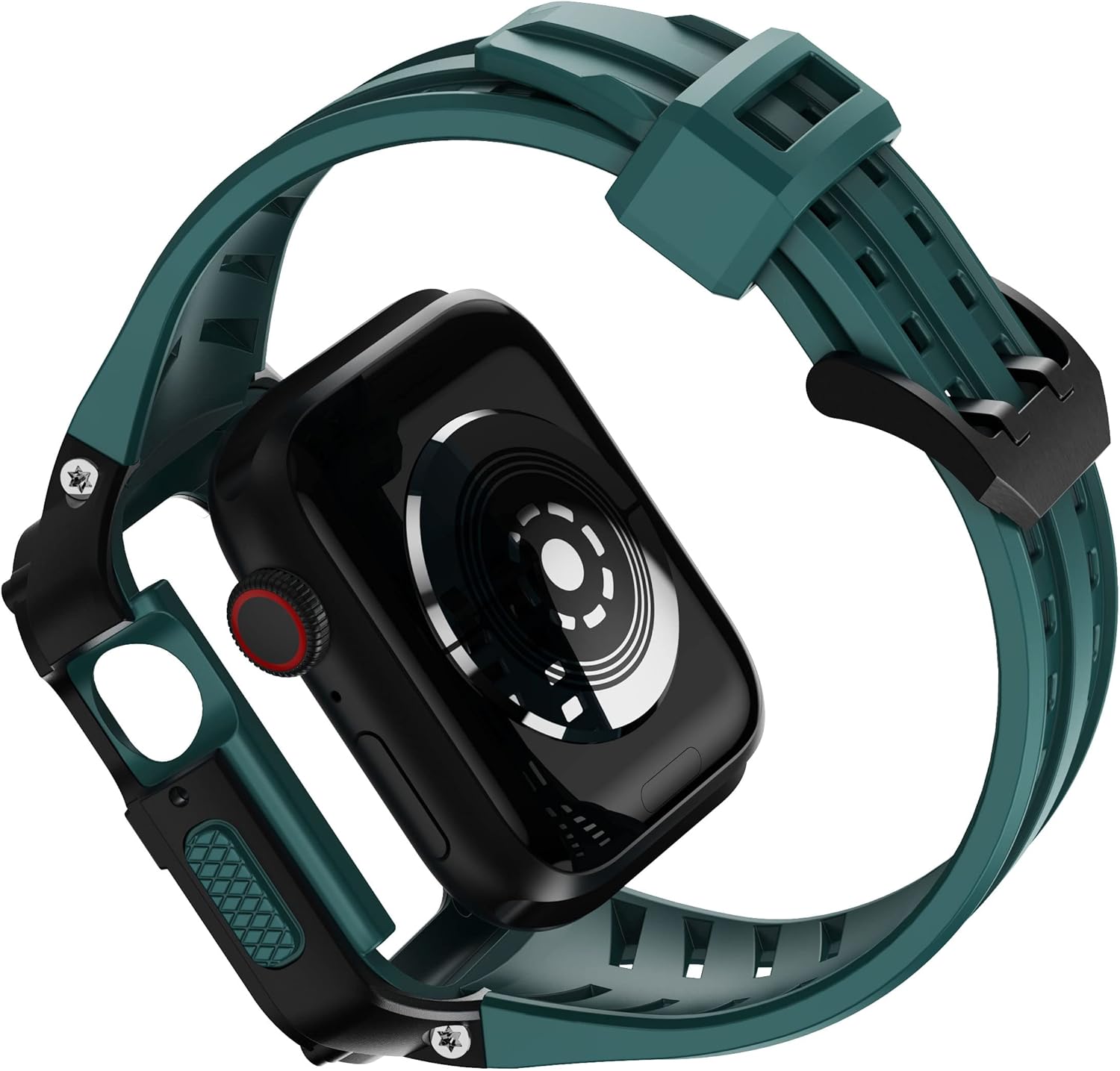 T-ENGINE Metal Case Compatible with Apple Watch Series 7/8/9 (45mm) for se Series 6/5/4 (44mm), One-Piece Metal Case with TPU Band for 45mm 44mm