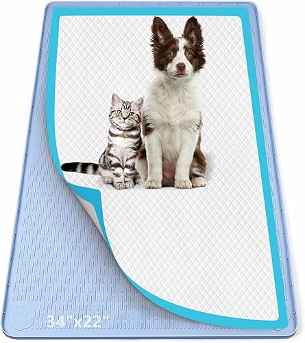 Miniatura 22 de Soporte para orina para perros, tapete de silicona para orina de 40 x 28 pulgadas, a prueba de fugas, borde alto, sin derrames, soporte para