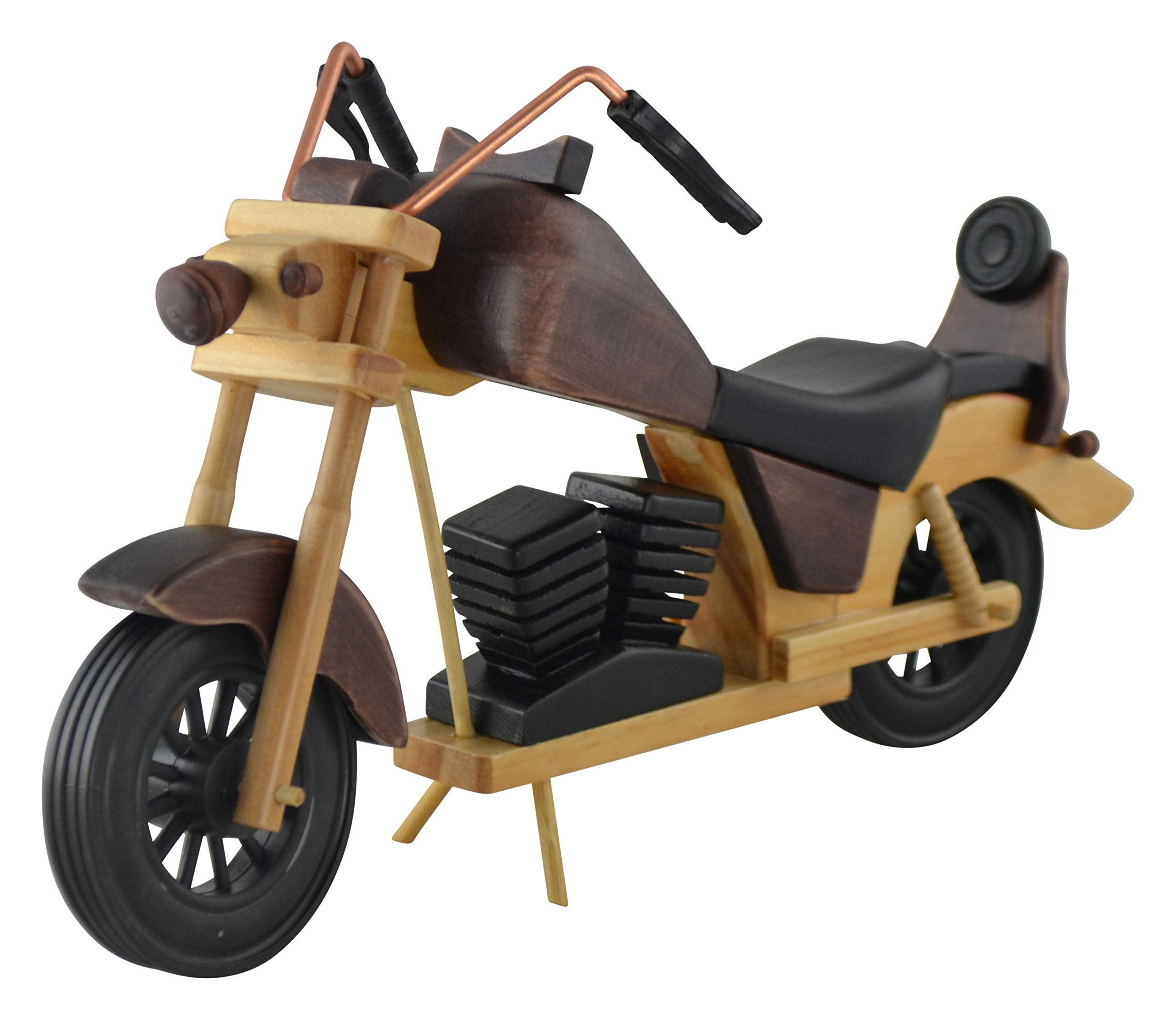 Threestar Vintage Wooden Motorcycle 750ml Wine Bottle Holder