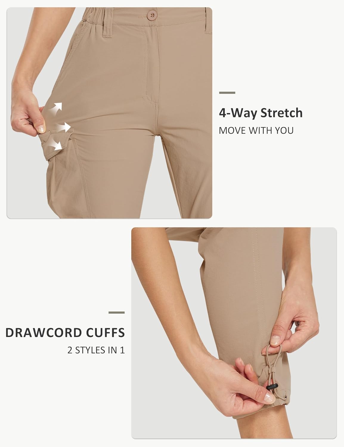 MOURCE Womens Hiking Pants Lightweight - Quick Dry Water Resistant Cargo Pants Women with 7 Pockets & Adjustable Ankle Cuffs - Image 4