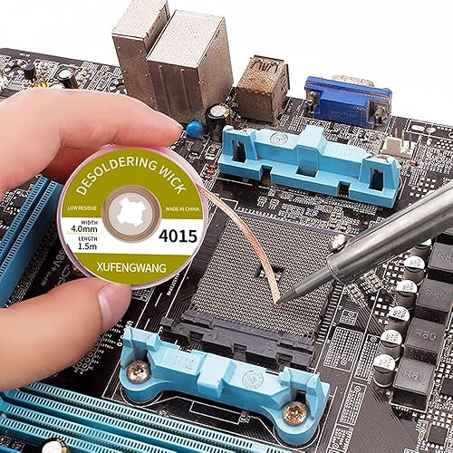 Miniatura 10 de Trenza de mecha de soldadura con fundente, súper 5 pies de longitud, 0.039 in de ancho, herramienta de eliminación de trenzas de mecha