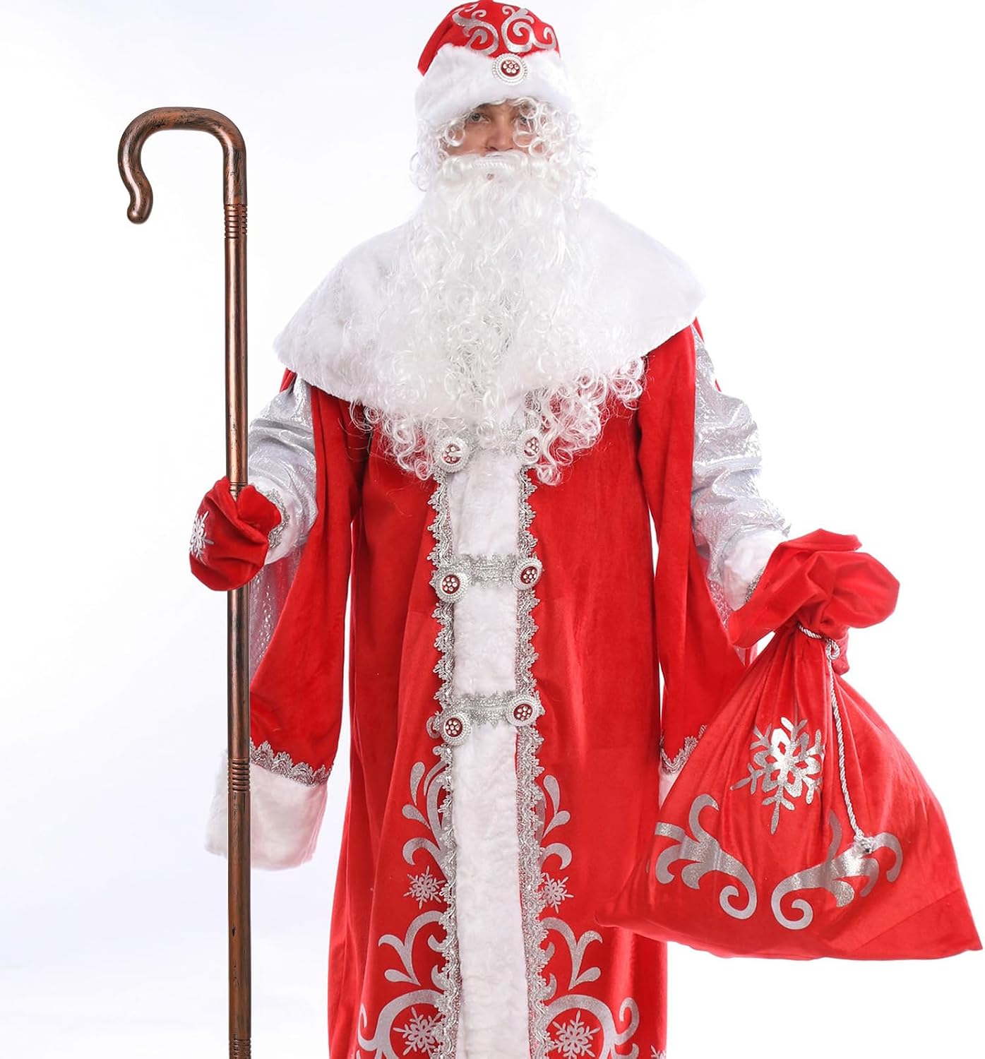 Lurrose Halloween Decorations Shepherds Costume Crook Staff Antique Walking Cane Shepherd Like Hook Cane Halloween Prop Stick Biblical Costume for Halloween Costume Accessory