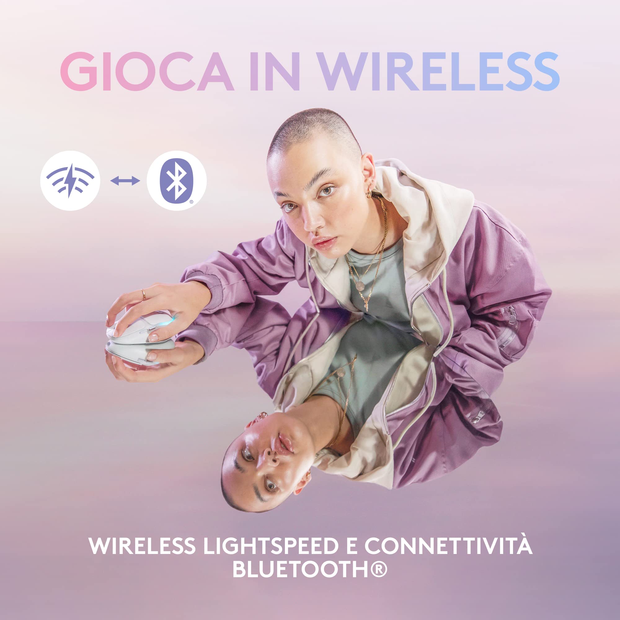 Logitech G705 Mouse Gaming Wireless | LIGHTSYNC RGB, LIGHTSPEED Wireless, Bluetooth, Leggero, PC/Mac/Laptop - Blanco