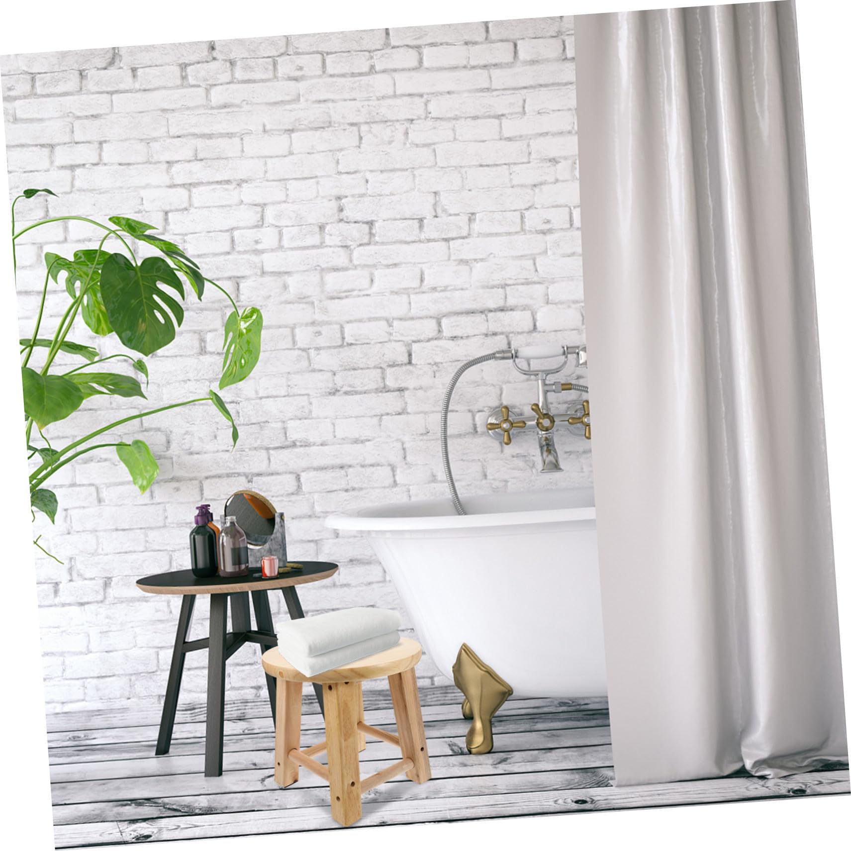 Mini sgabello rotondo in legno massello, per bagno e uso domestico, versatile poggiapiedi perfetto per cambiare scarpe e servizi igienici, design elegante