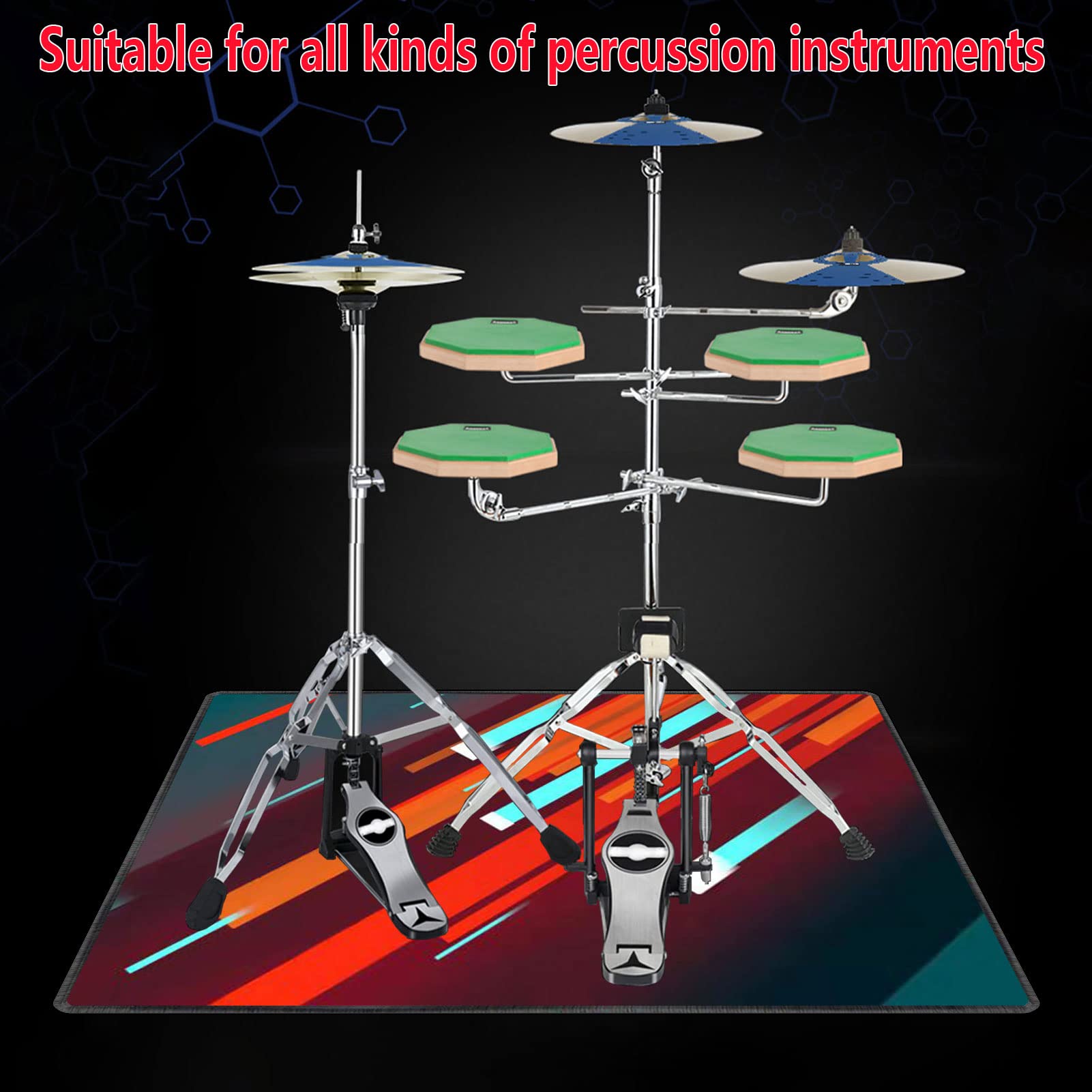 Tappetino Per Batteria Antiscivolo 80x200cm - Assorbente Acustico Per Drum Kit Acustici Ed Elettronici - Foto 7