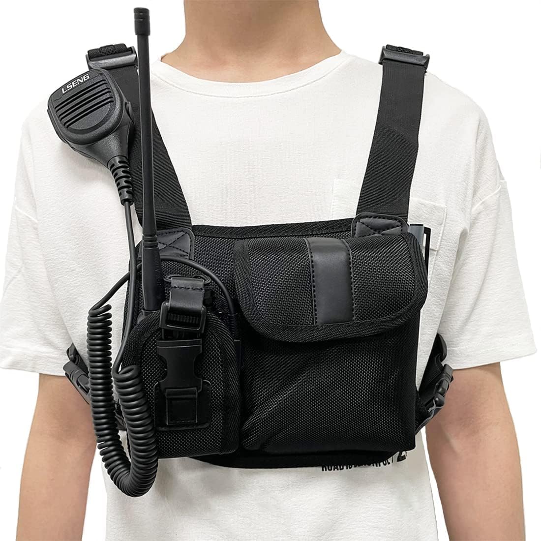 Universal Radio Chest Rig Harness Walkie Talkie Holster Tactical Vest Bag Pack Pouch Case Accessories Holder for Baofeng UV5R Kenwood Motorola APX6000/APX8000/APX4000/XPR