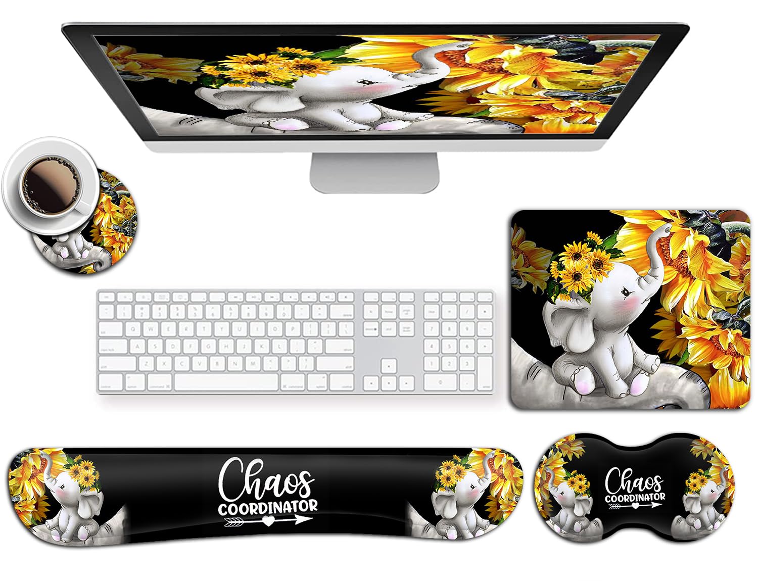 Mouse Pad Premium Memory Foam Keyboard and Mouse Wrist Rest Pads Set for Office Easy Typing Games to