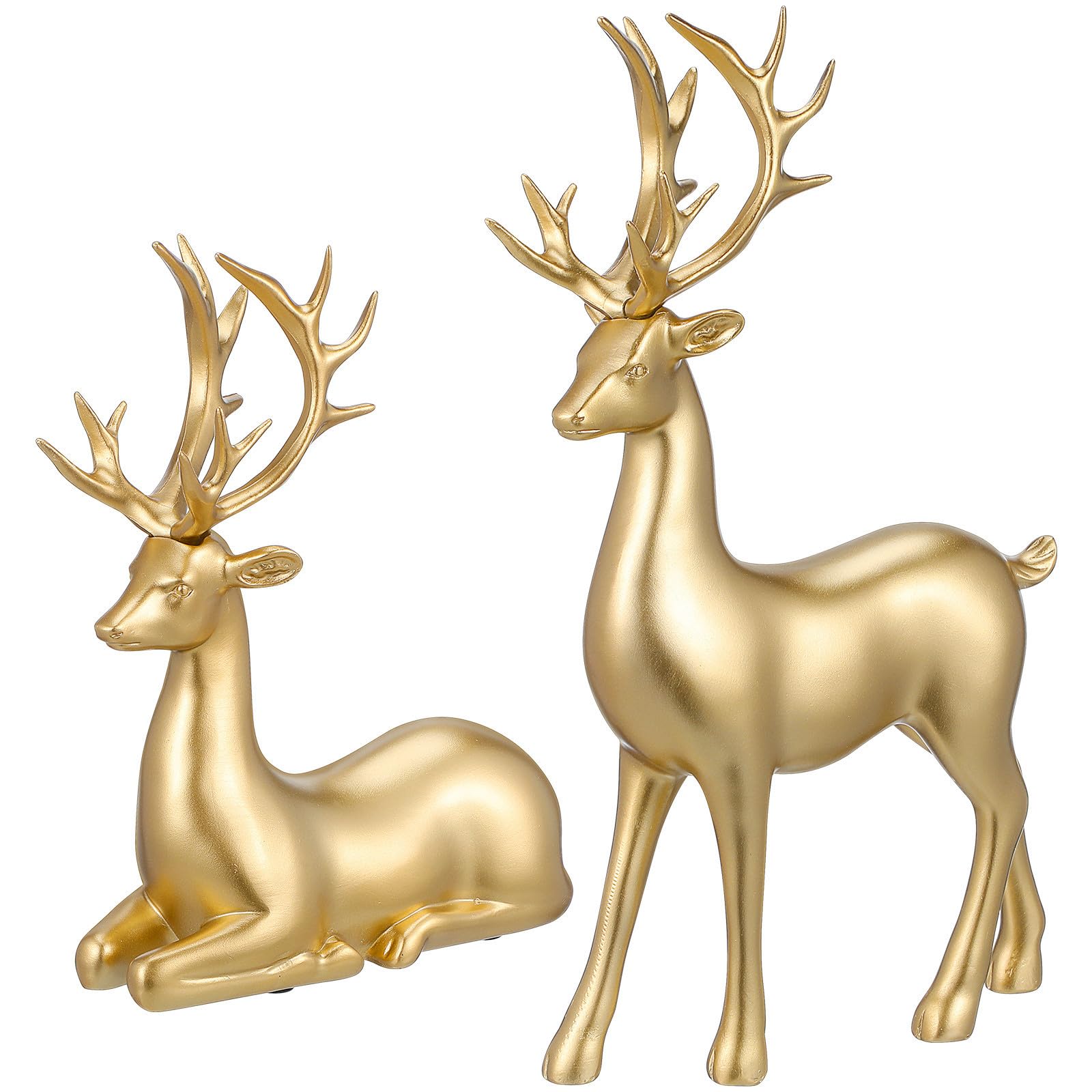 iplusmile 2 Stück Weihnachtselchfiguren aus Kunstharz Leichte und Liebevolle Elchstatue als Tischdekoration für Weihnachten und Party