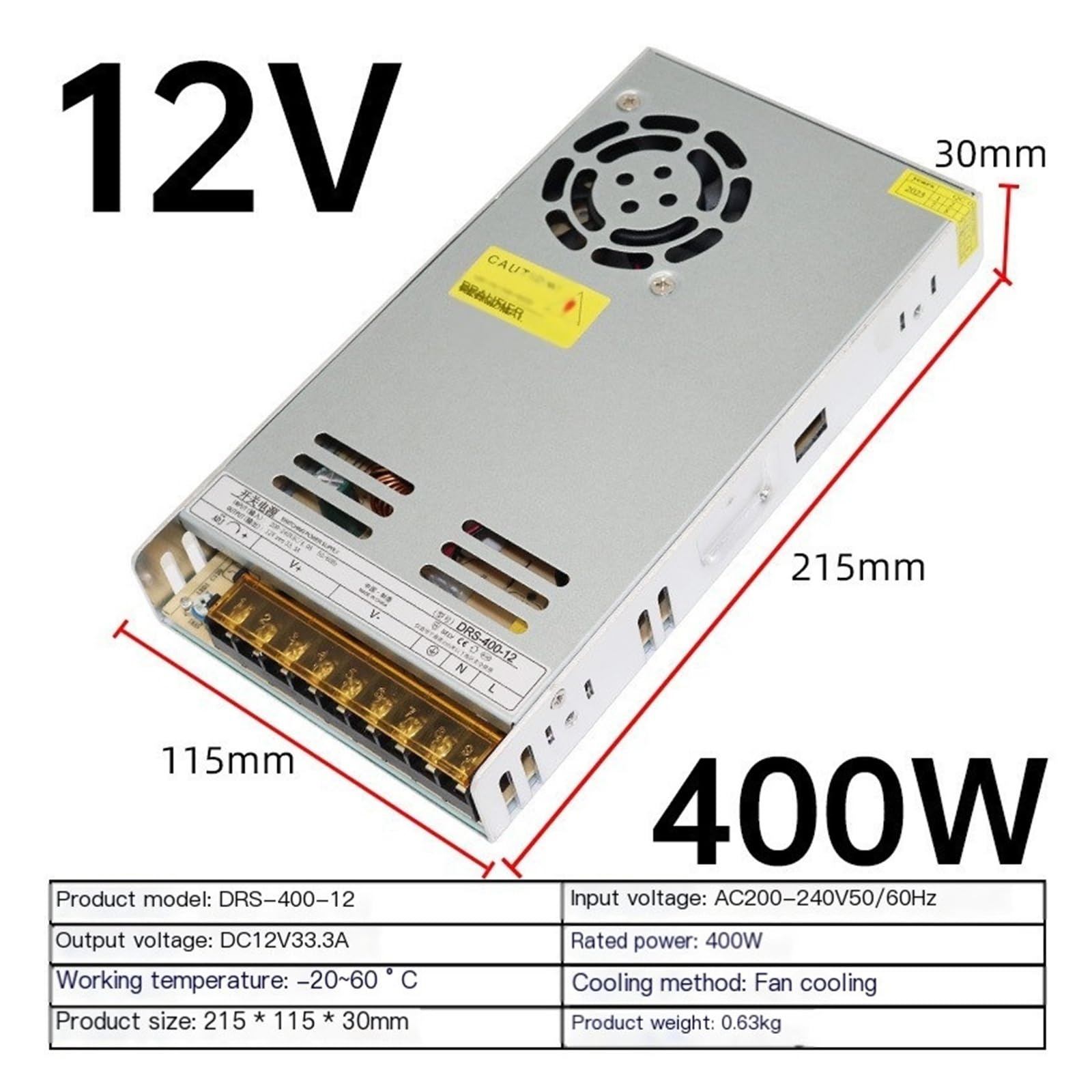 Fuente para iluminación de armarios | Salida: 12V(12V-33A-400W-small volume)