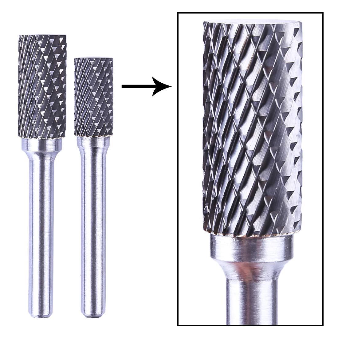 Batop - Set di 8 frese in metallo duro da 6,35 mm per legno, metallo, marmo, levigatura, lucidatura, incisione, foratura, ecc.