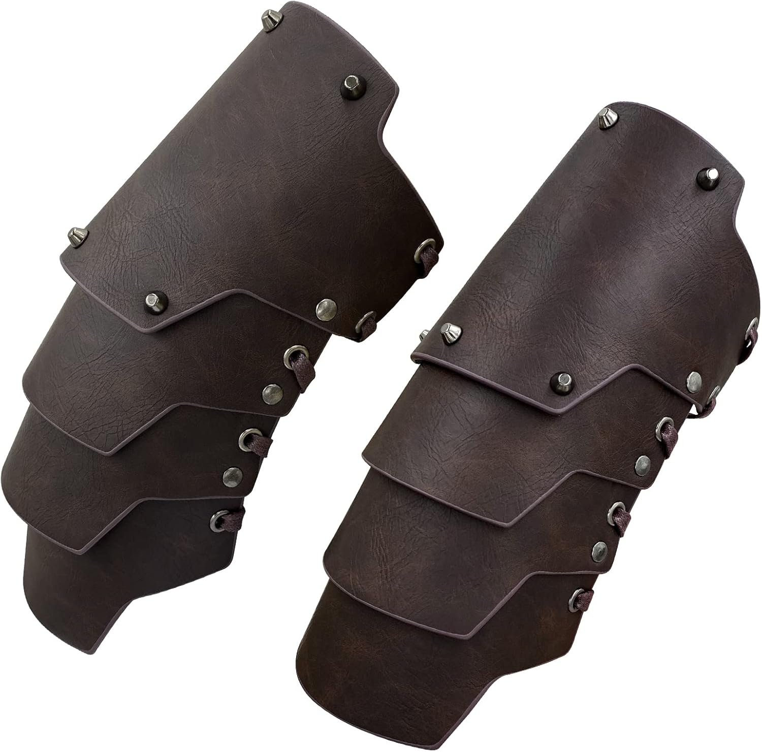 HiiFeuer Medieval Faux Leather 4 Layers Bracers Arm Armor, Middle Ages Mercenary Gauntlets, Costume Knight Archer Arm Guards - Image 2