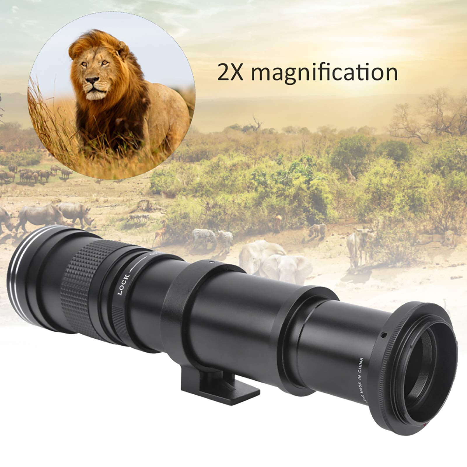 Fotocamere digitali e accessori 420800mm F8.316 zoom manuale zoom teleobiettivo telescopio per EFS Mount Camera Noir 36 * 11 * 11 CM obiettivo e accessori (nero)