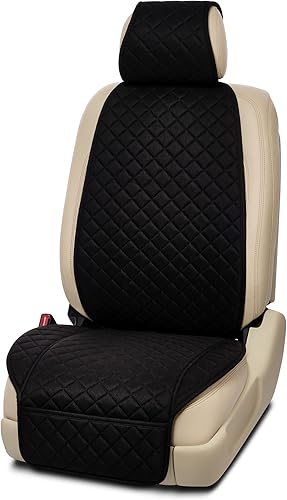 IVICY Funda de lino para asiento de automóvil - Fundas delanteras suaves y transpirables con protector antideslizante universal se adapta a la