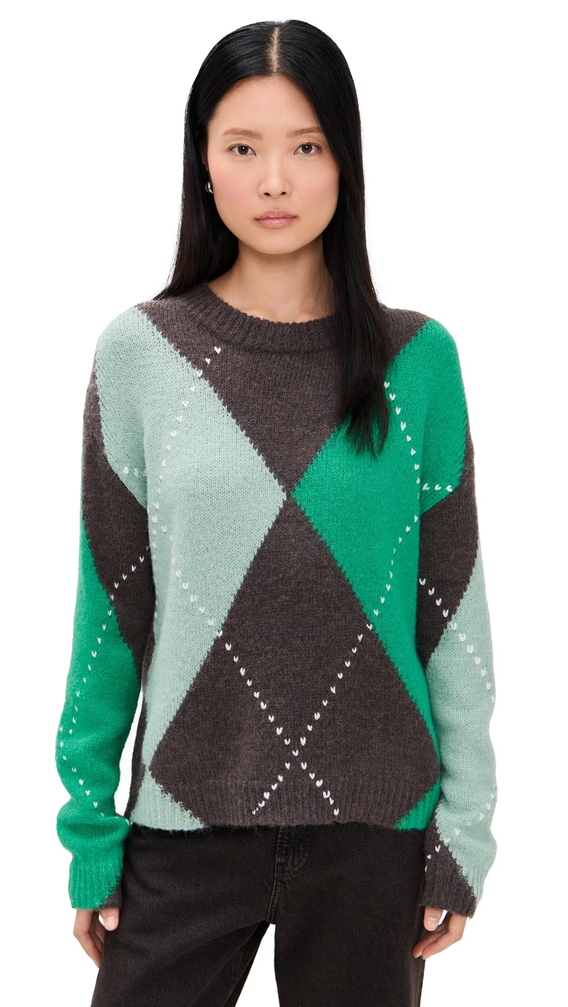 Little Lies Womens Argyle Sweater
