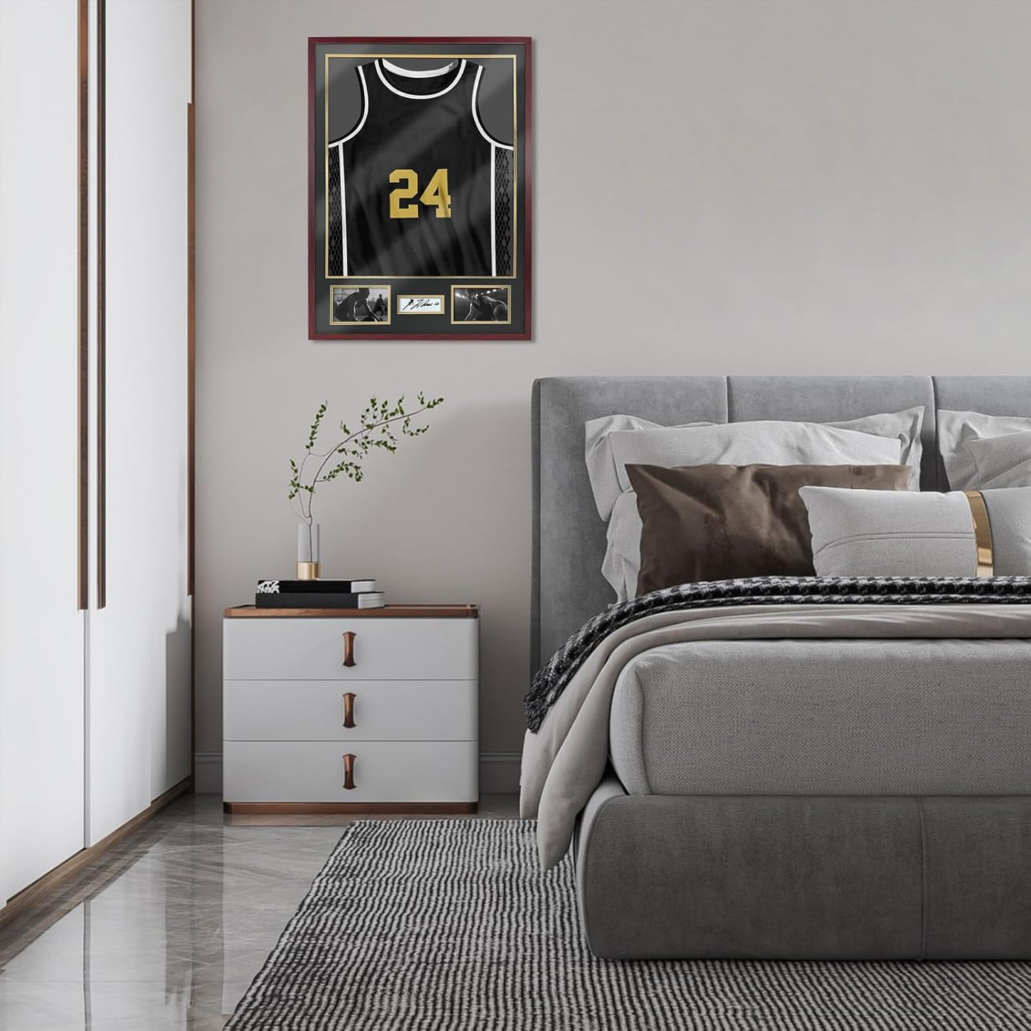 Football Jersey Frame Display Case,Jersey Shadow Box with 98% UV Protection Acrylic,Two Photos and Signature,Display Frame for Sport Basketball Hockey Baseball Shirt Uniform,Red