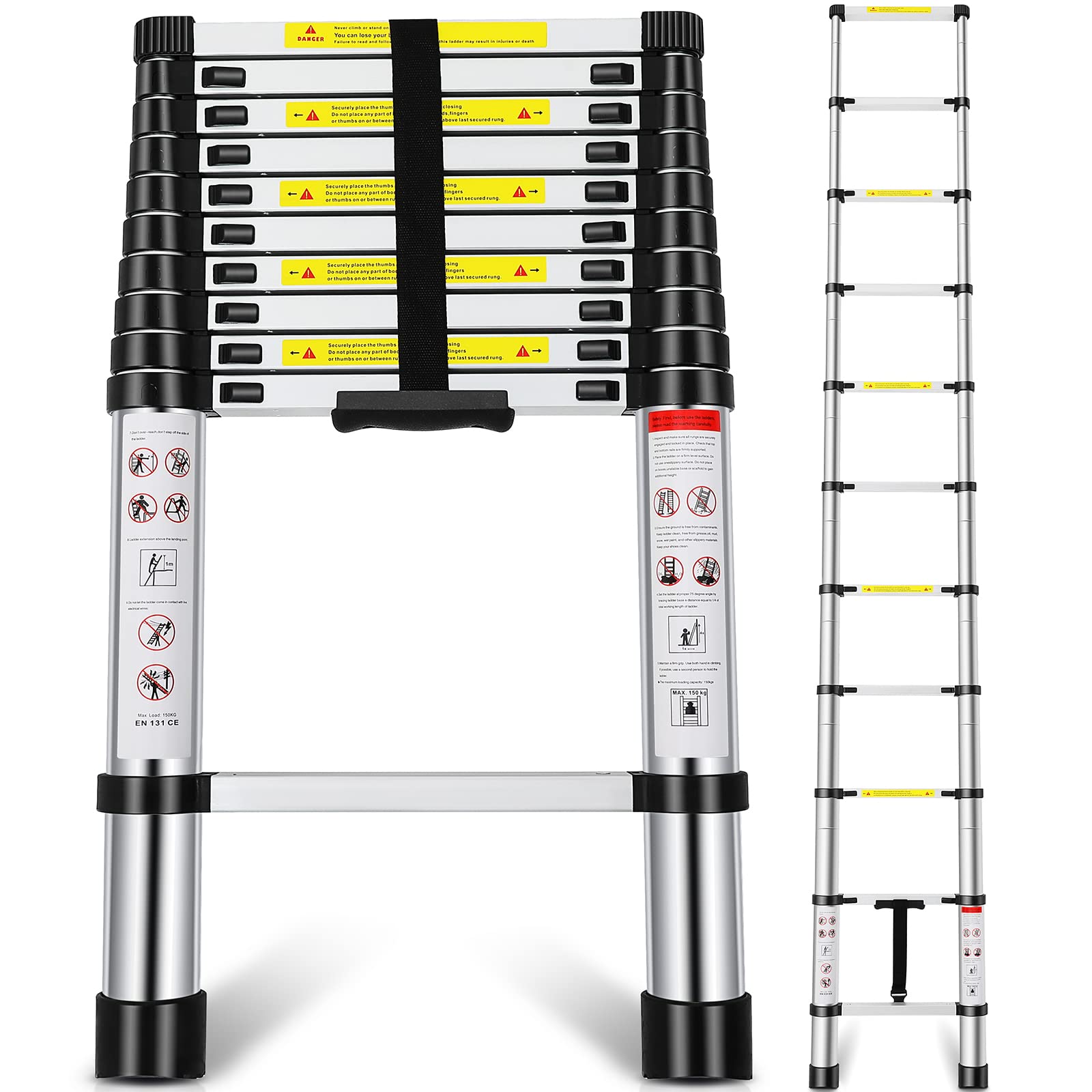 Telescoping Ladders 8.5FT, Multi-Purpose Folding Aluminum Alloy Extension Ladder for Household Or RV Outdoor Work