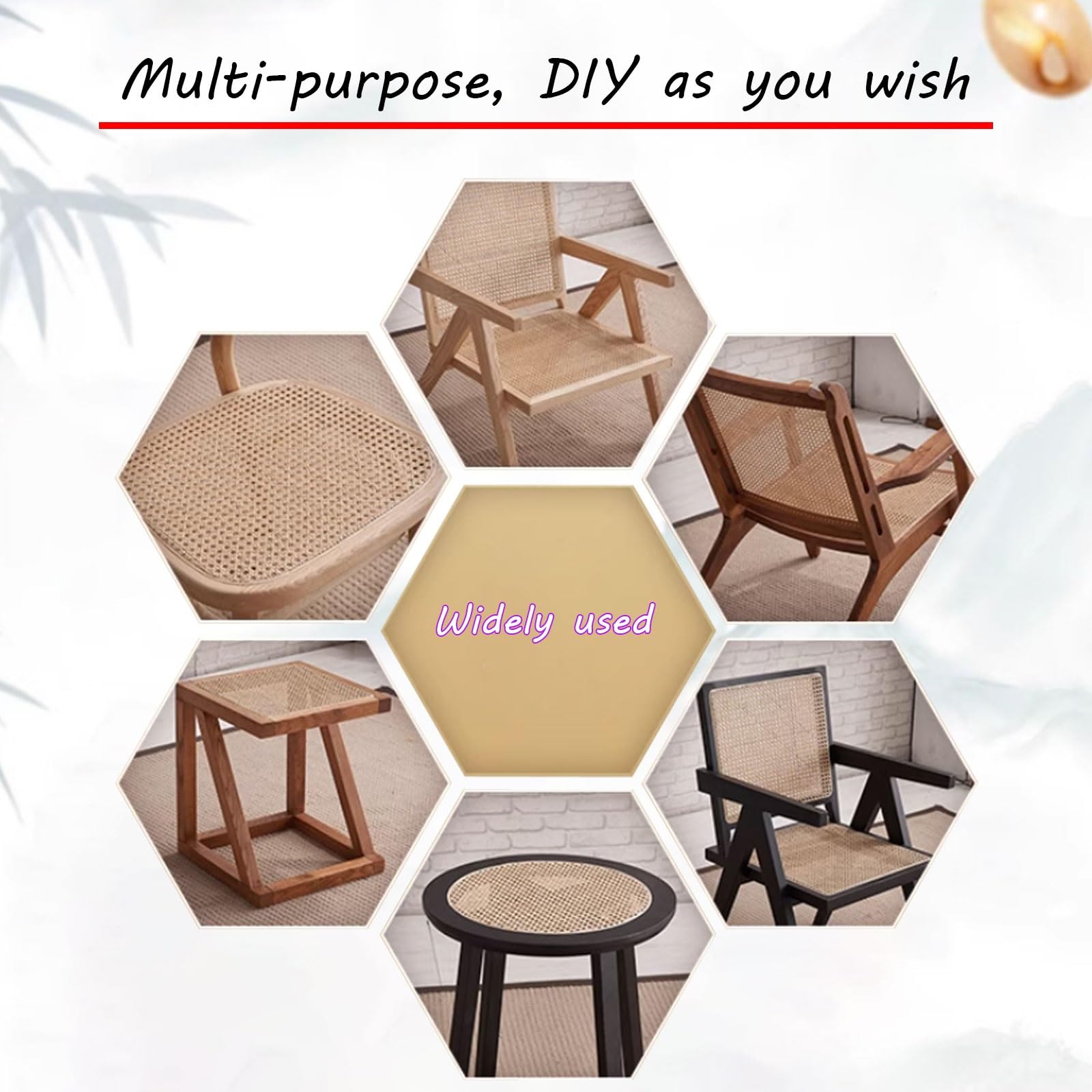 Rejilla de Mimbre Natural, Ratan Rollo Mimbre, Rollo de Ratán 80x100cm para Muebles, Mimbre Rollo, Rattan, Rollo Ratan, Material Plano de Ratán por Metros, Decoración para Sillas(80x250cm)