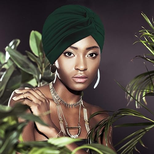 Miniatura 2 de Geyoga 10 piezas de gorra turbante elástica, envoltorio para la cabeza para quimioterapia, gorros para el cáncer, gorro bennie retorcido, turbante