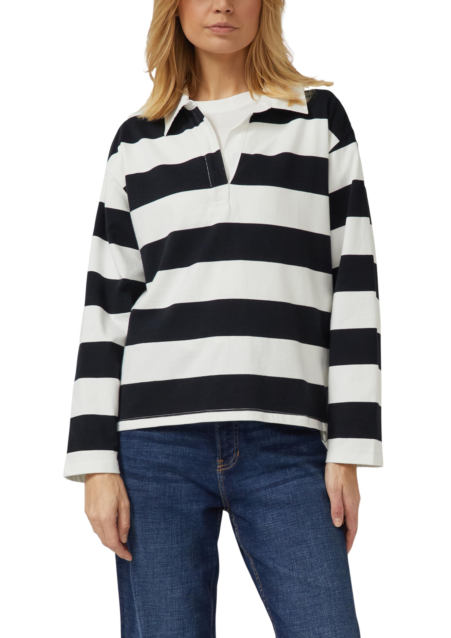 s.Oliver Gestreiftes Baumwoll-Shirt mit Hemdkragen