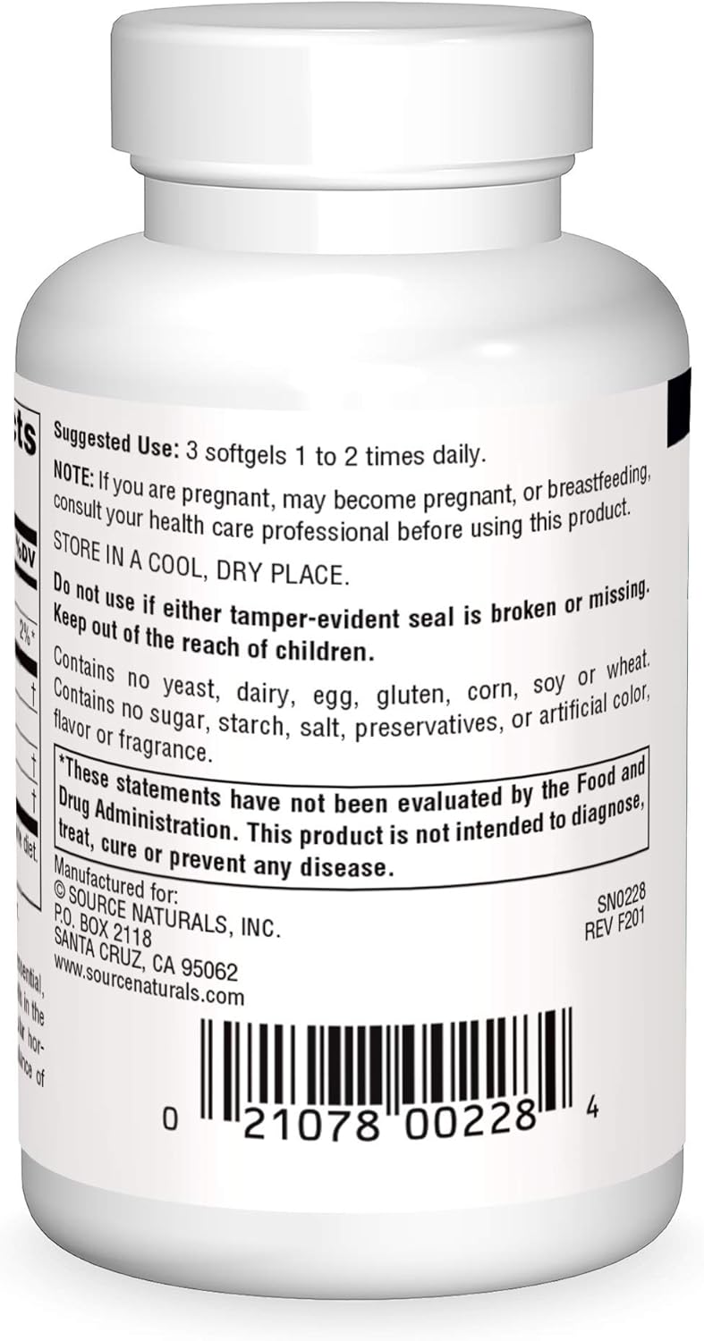 Source Naturals Evening Primrose Oil - Hexane-Free - 500mg - GLA Yield: 50 mg - Cold-Pressed - 90 Softgels : Health & Household