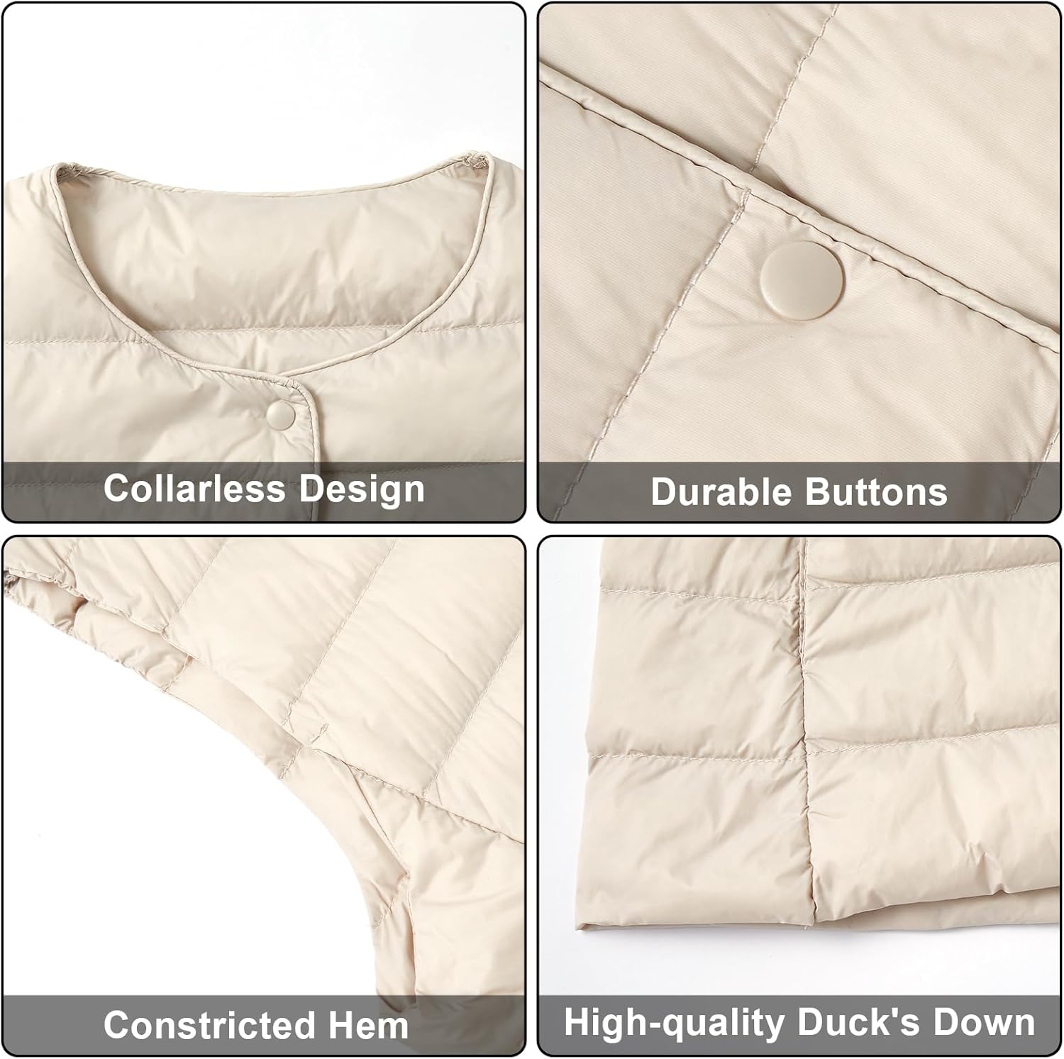 Women's Quilted Lightwight Puffer Vest, Foldable Collarless Down Vests with Storage Bag, Outwear Vests with Pocket - Image 5