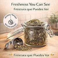 Vista 2 de Té de hoja de Damiana – 4 oz (113g) Té de hierbas suelto + Infusor de té de acero inoxidable – 100% Natural Turnera diffusa – Origen mexicano
