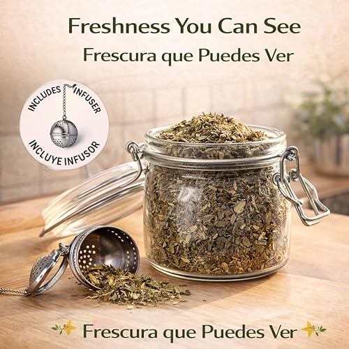 Miniatura 2 de Té de hoja de Damiana  4 oz (113g) Té de hierbas suelto + Infusor de té de acero inoxidable  100% Natural Turnera diffusa  Origen mexicano auténtico