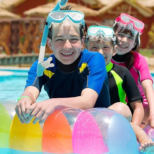 Miniatura 9 de Equipo de esnórquel para niños, esnórquel seco HH HHAO Sport Kids Snorkel Set Junior Anti niebla vista panorámica de 180, gafas de natación con