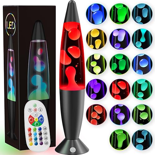 17 Colors LED Liquid Motion Lamps 13.5 Inch Color Changing Lamp Black Small Relax Night Light for Adults Kids Teens Sensory Mood Nightlight Mini Aesthetic Table Lamp for Bedroom, Retro Home Decor - Black - Small