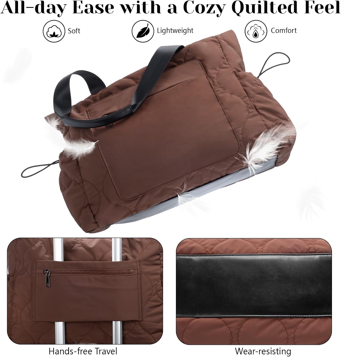 Tote Bag for Women Purse Shoulder Bag, Lightweight Puffy Work 14" Laptop Bag Handbag, Large Carry On Travel Tote with Pockets - Image 5