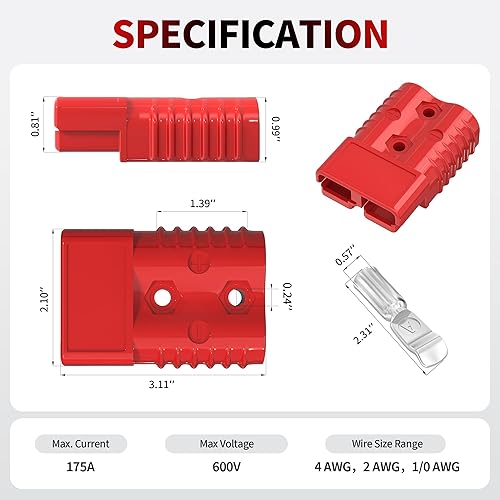 Miniatura 8 de RVBOATPAT 4 conectores de conexión y desconexión rápida de batería de 50 amperios, conector de cable de batería de calibre 6 a 12, kit de enchufe de