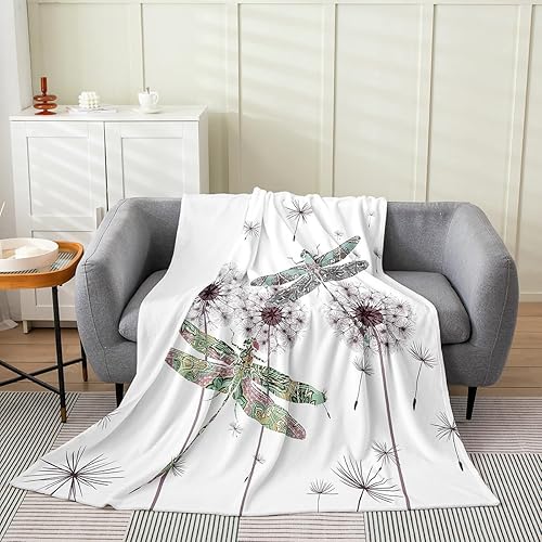 Miniatura 10 de Manta de libélulas de 40 x 50 pulgadas, manta de vellón de libélula de acuarela, regalos para mujeres y niñas, manta de franela de animales