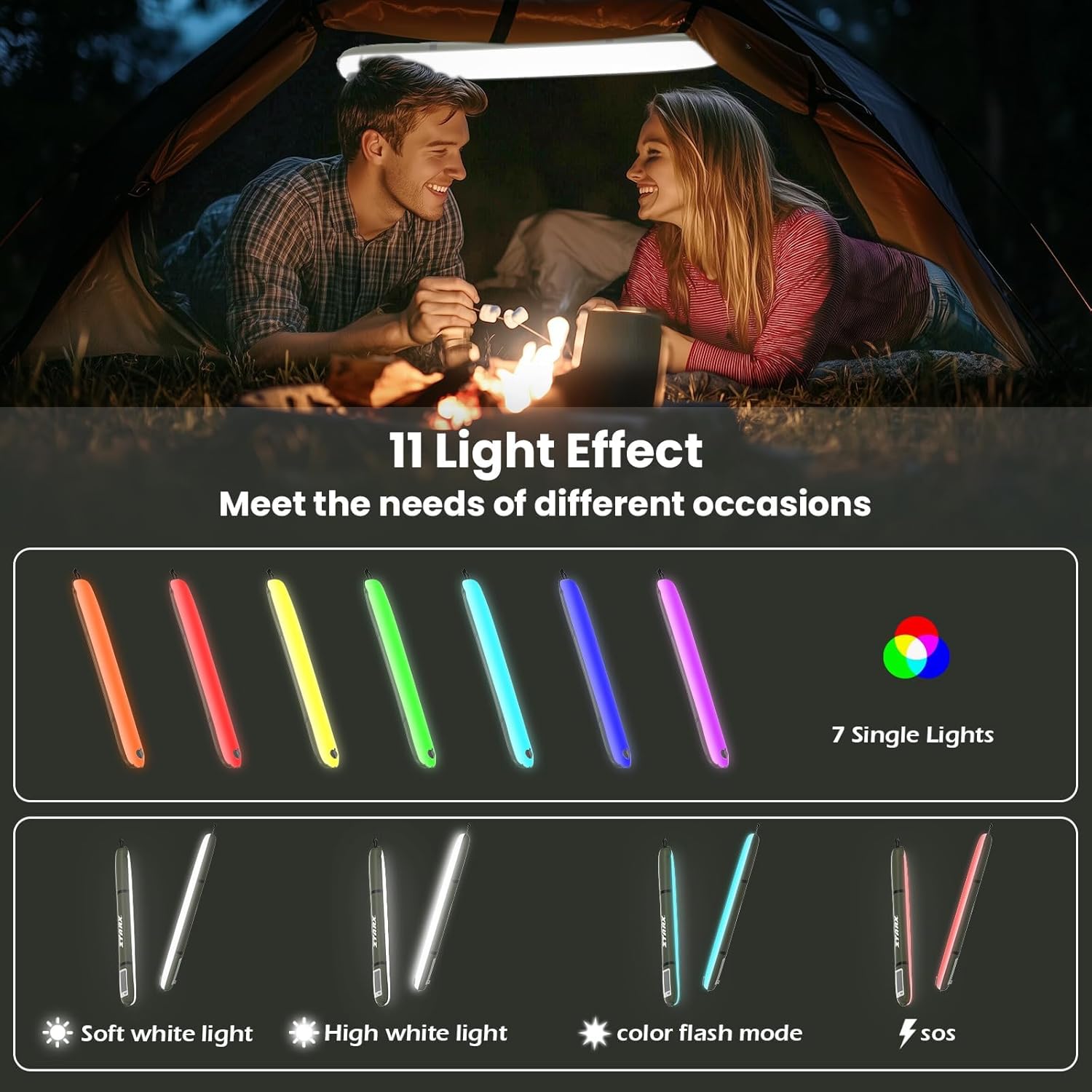 SELORSS X Ztarx Portable Inflatable Outdoor Camping Light, IP66 Waterproof Standard, Colored Light and Strobe Signal Light for Camping, Hiking, Traveling, etc. (Green)