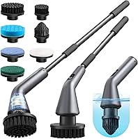 Vista 1 de VICNOVA Electric Spin Scrubber, IPX7 Waterproof 2-Speed, Extendable Long Handle Cordless Cleaning Brush with 7 Replacement Brush Heads for Bathroom