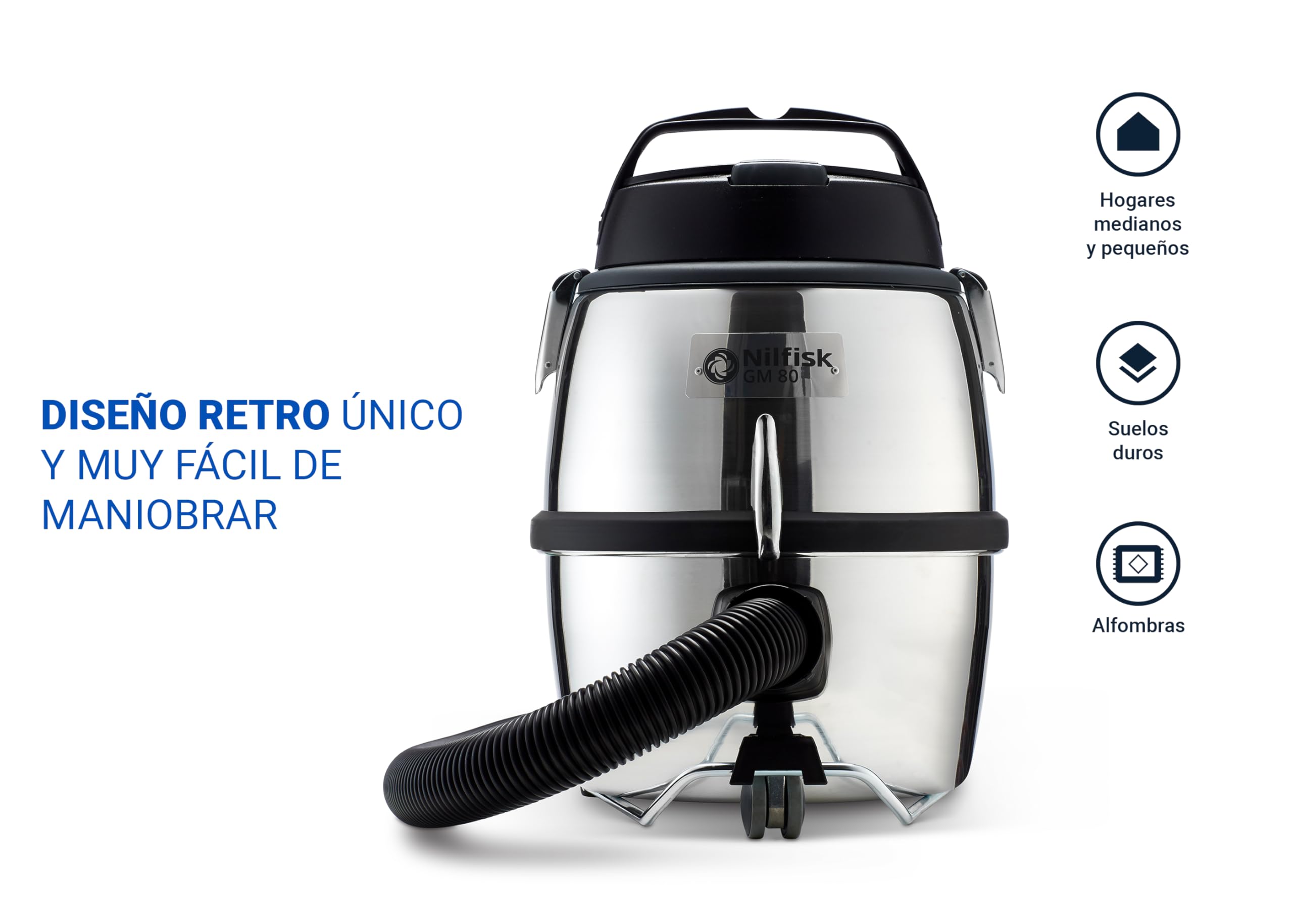 Nilfisk Aspiradora GM80 C para Suelos y Alfombras - Aspirador de Trineo Potente y Robusto con Función de Soplado (780 W)
