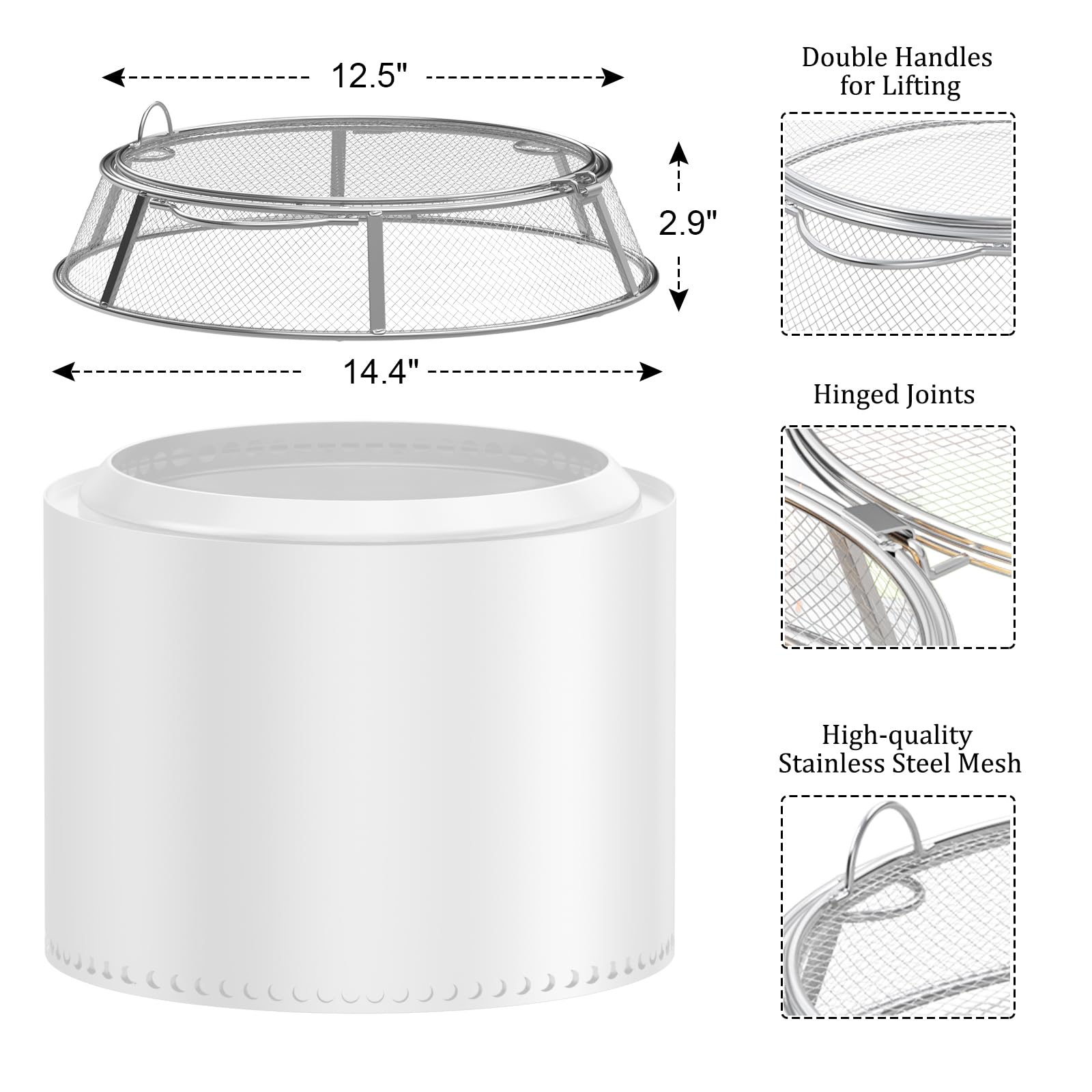 Solo Stove Shield Solo Stove Ranger Spark Shield - 15" Stainless Steel Fire Pit Screen With Handles Solo Fireplace Pit