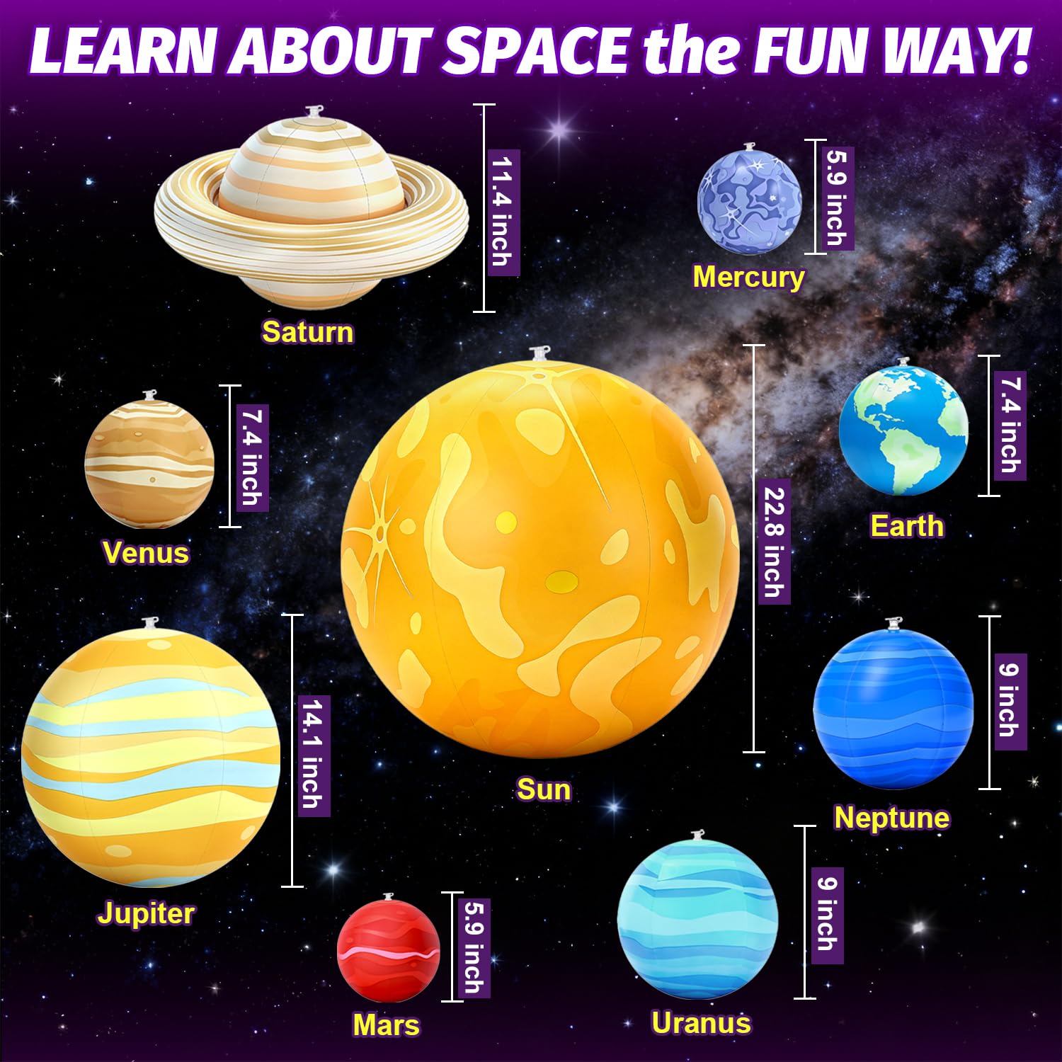 Juguetes científicos de planetas del sistema solar (colorido, con luz, 9 piezas)