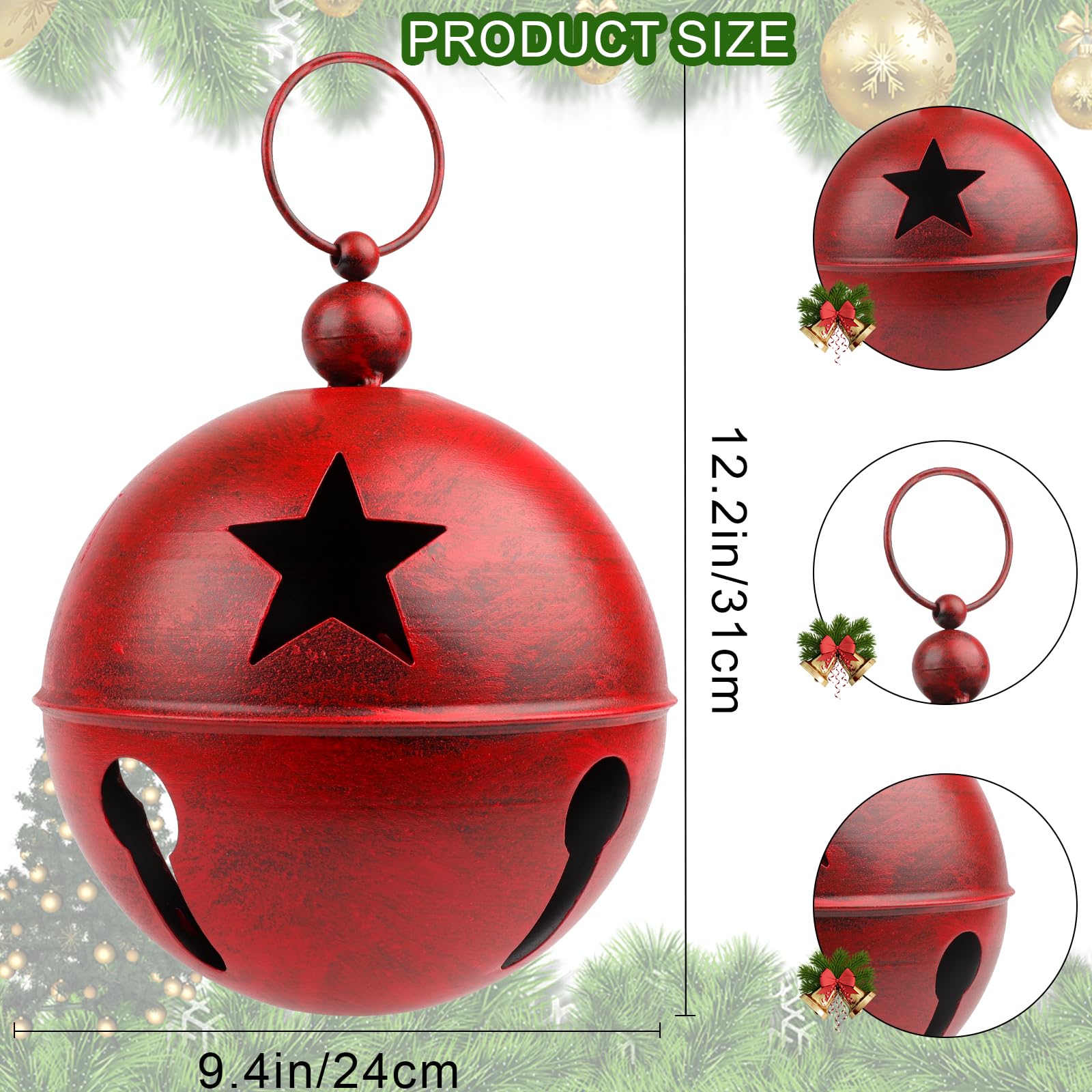 Amazon.com: YIYA Big Christmas Jingle Bells Decorations Red Giant