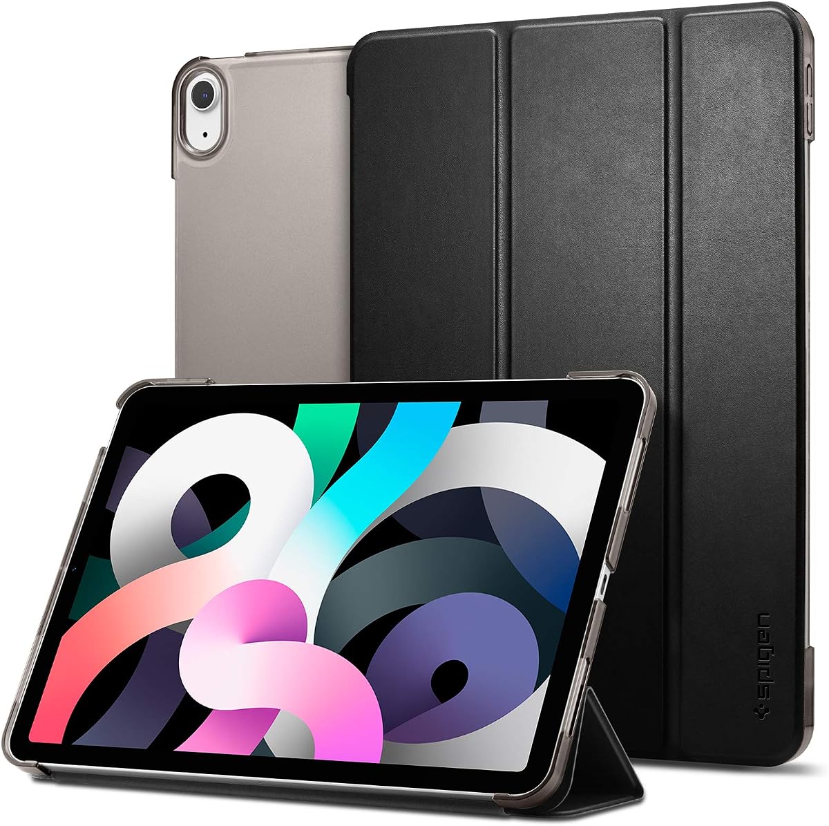 SPIGEN Smart Fold for iPad Air 11 Inch Case M4/M3/M2 (2026/2025/2024), iPad Air 5/4 Case (2022/2020 5th/4th) with Auto Wake Sleep Functions, Soft PU Leather Stand Slim Protective Cover (Black)