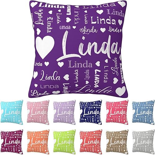 Funda de almohada personalizada con nombre, funda de almohada personalizada de 20 x 20 pulgadas, fundas de almohada personalizadas con nombre, funda