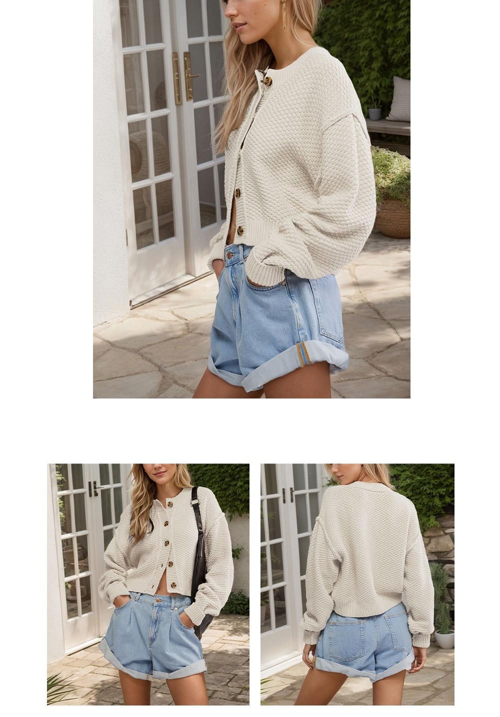 Chaqueta De Punto Mujer,Cárdigans para Mujer Suéteres Cortos Abiertos con Botones Blusas Holgadas De Manga Larga Suéteres De Punto De Gran Tamaño Suéteres De Punto Grueso Chaqueta Informal Abri