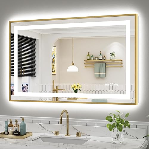Miniatura 17 de Espejo de baño LED de 24 x 32 pulgadas con luces, retroiluminado y frontal iluminado, espejo de tocador de baño con luz antiniebla para pared