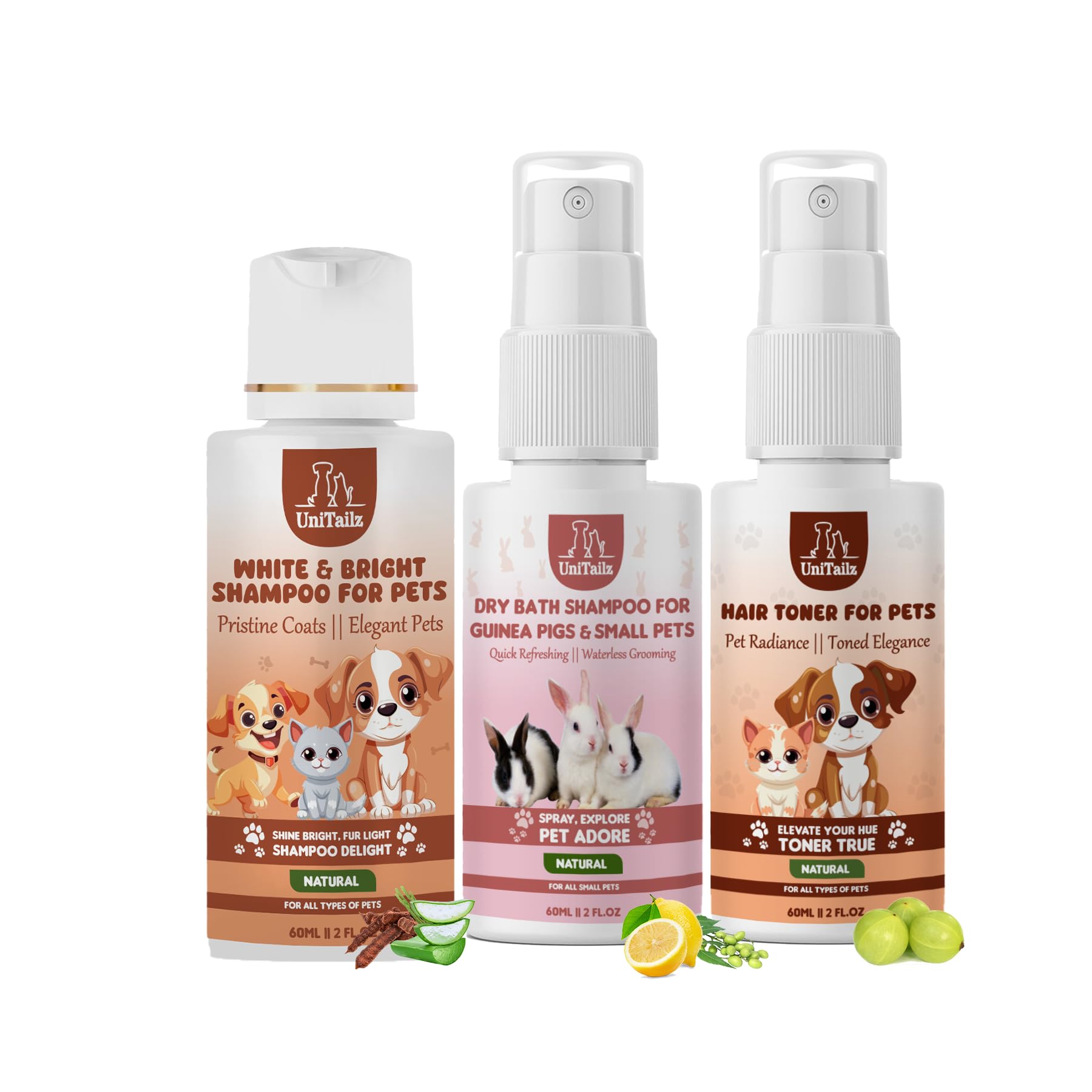 Unitailz 3 in 1 Complete Grooming Kit for Guinea Pigs & Small Pets (Dry Bath Shampoo for Guinea Pigs & Small Pets, White & Bright Shampoo for Pets, Hair Toner for Pets) | All Small Pet Breed – 180ml (B0DBXFJ2FX) Amazon Price History, Amazon Price Tracker