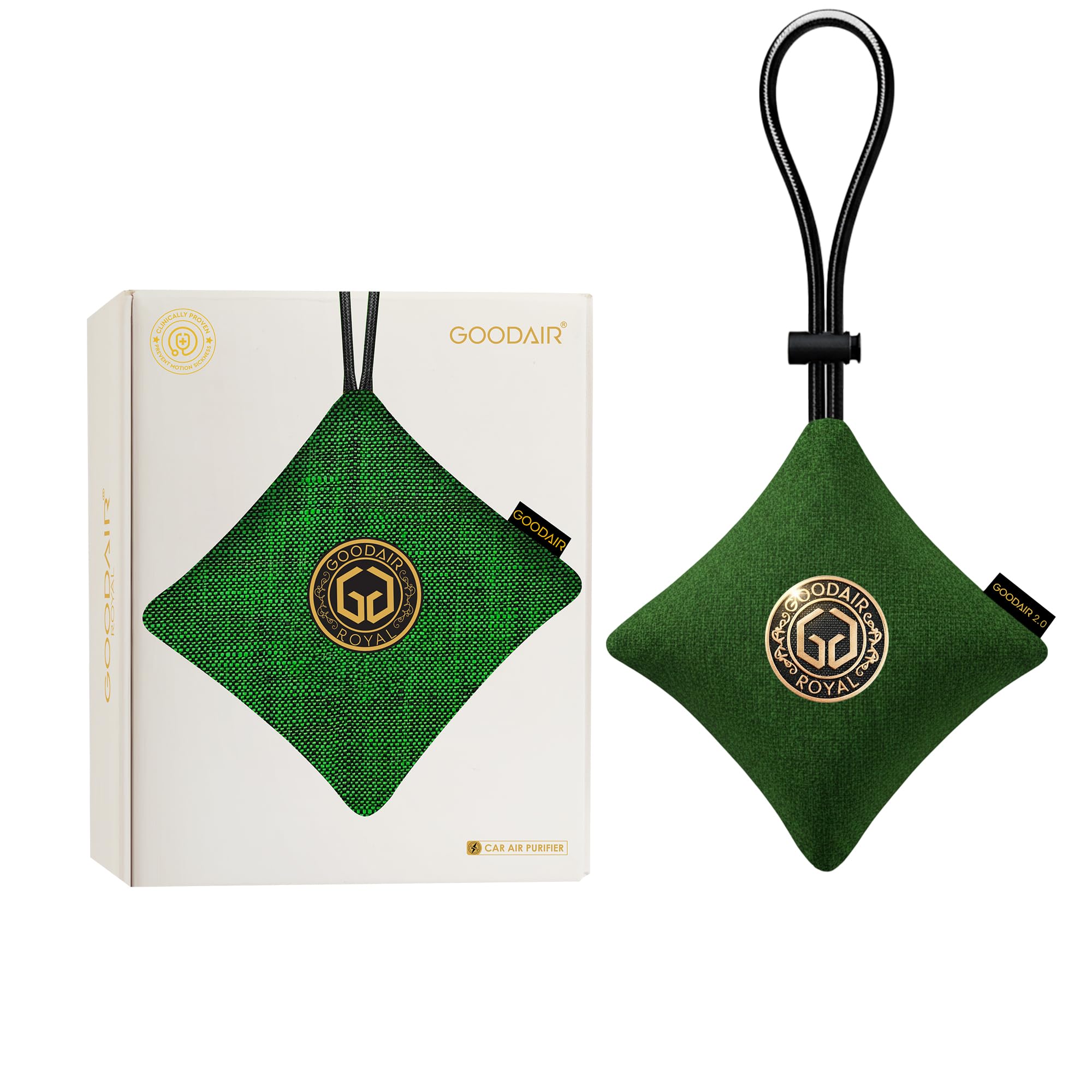 GOODAIR 2.0 Premium Non-Electric Car Air Purifier | Forest Green | Patented Technology | Clinically Proven to Prevent Motion Sickness | Tested & Certified to Absorb Toxic Gases | 24/7 Purification