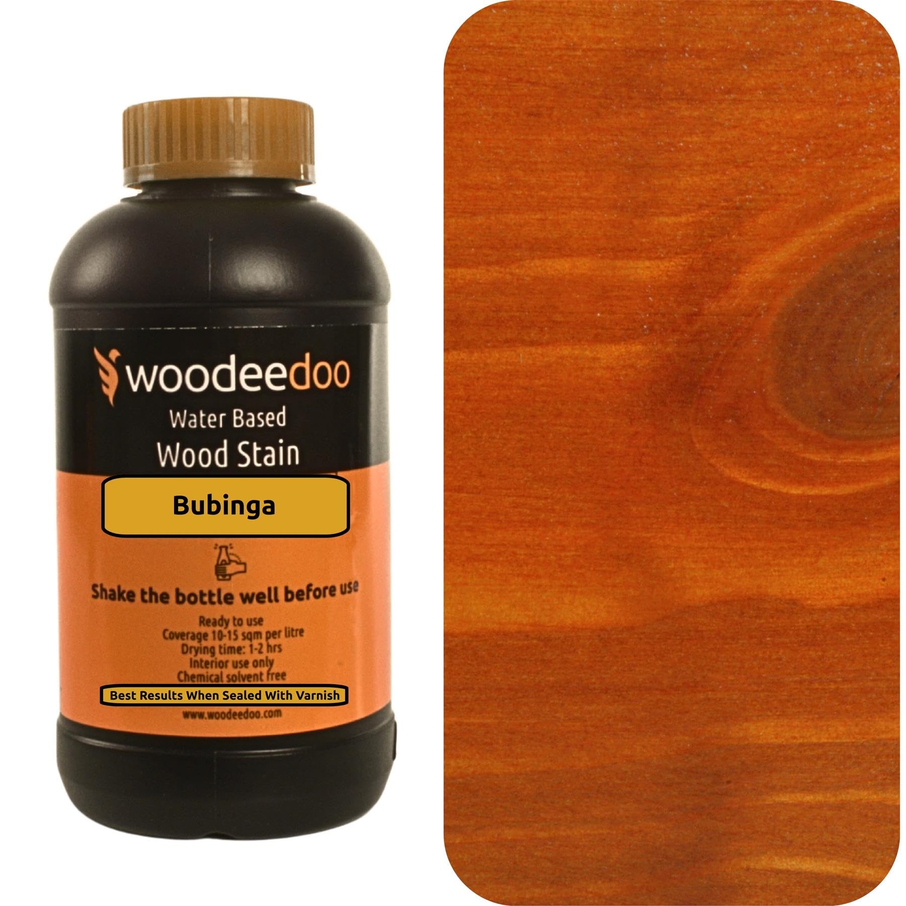Woodeedoo Bubinga Water Based Wood Stain | Wood Dye | Ready To Use | Environmentally Friendly | Solvent Free | Odour Free | 1 L |