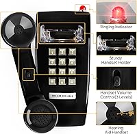 Vista 7 de Sangyn - Teléfonos retro de pared para línea fija con timbre mecánico, teléfono fijo con cable montado en la pared con indicador, teléfonos fijos