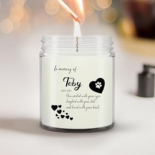 Personalized Memorial Soy Wax Candle for Loss of Pet Cat Dog Custom Name & Year Pet Passing Gifts You Smiled with Your Eyes Paws Heart Scented Candle Gifts for Remembrance Anniversary