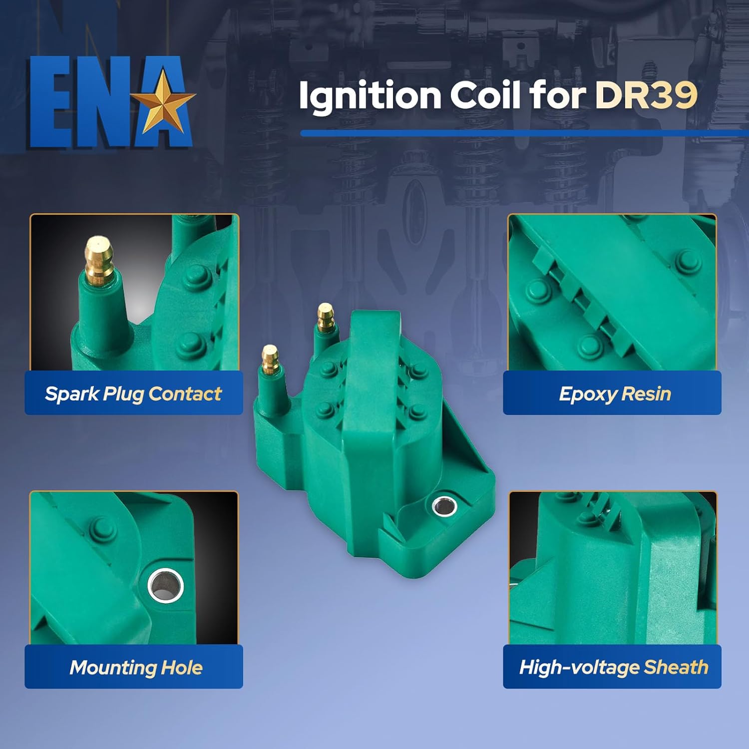 ENA Set of 3 Green Ignition Coil with 6 Spark Plug and Wire set 1999-2005 Compatible with Chevy Buick Pontiac Allure LaCrosse Lucerne Regal Impala Monte Carlo Grand Prix 3.8 V6 Replace# DR39 3144 3951