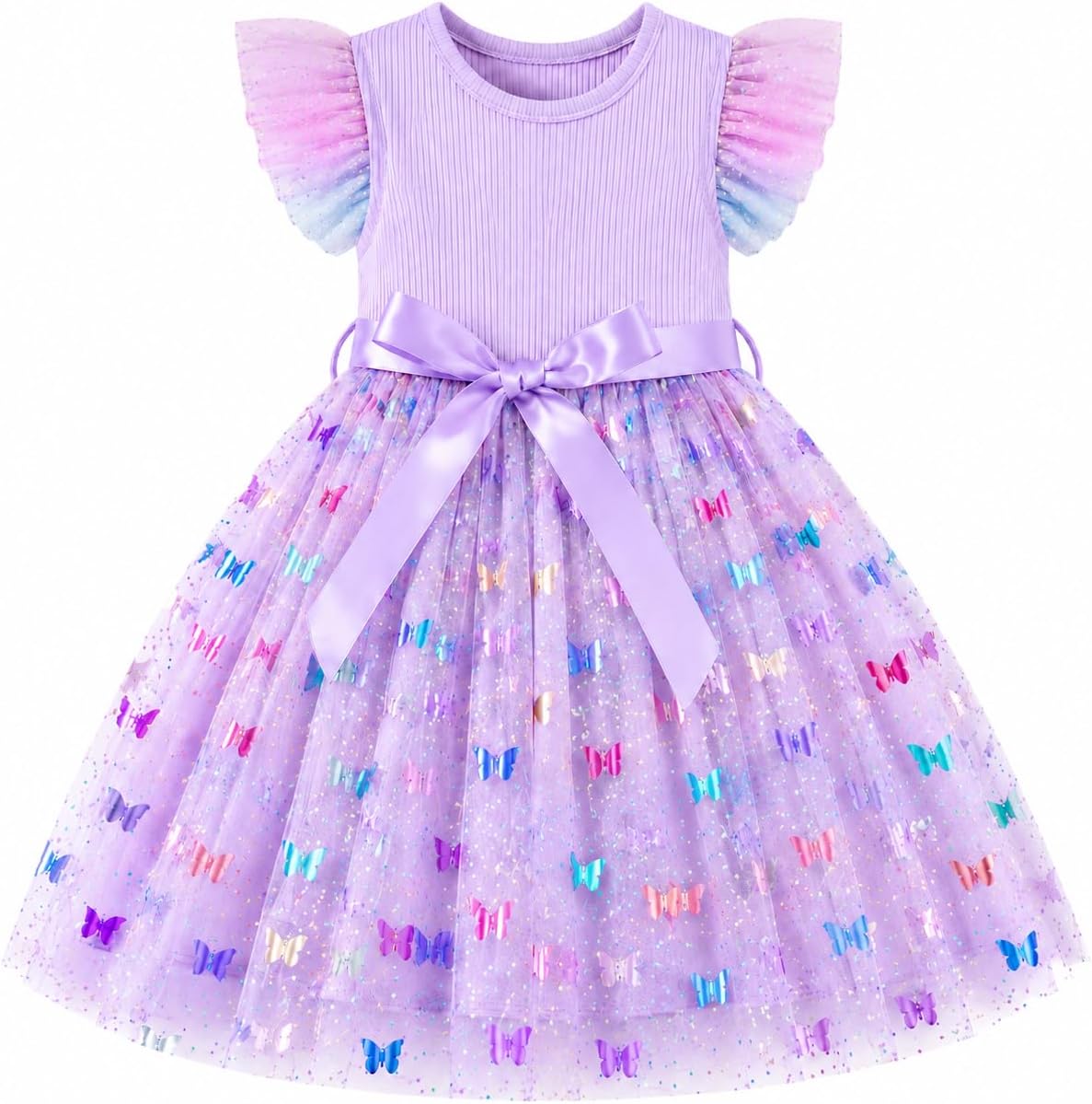 Vogseek Toddler Girls Tulle Dress Ruffle Sleeveless Summer Baby Girl Fashion Tutu Dresses 2-6Y