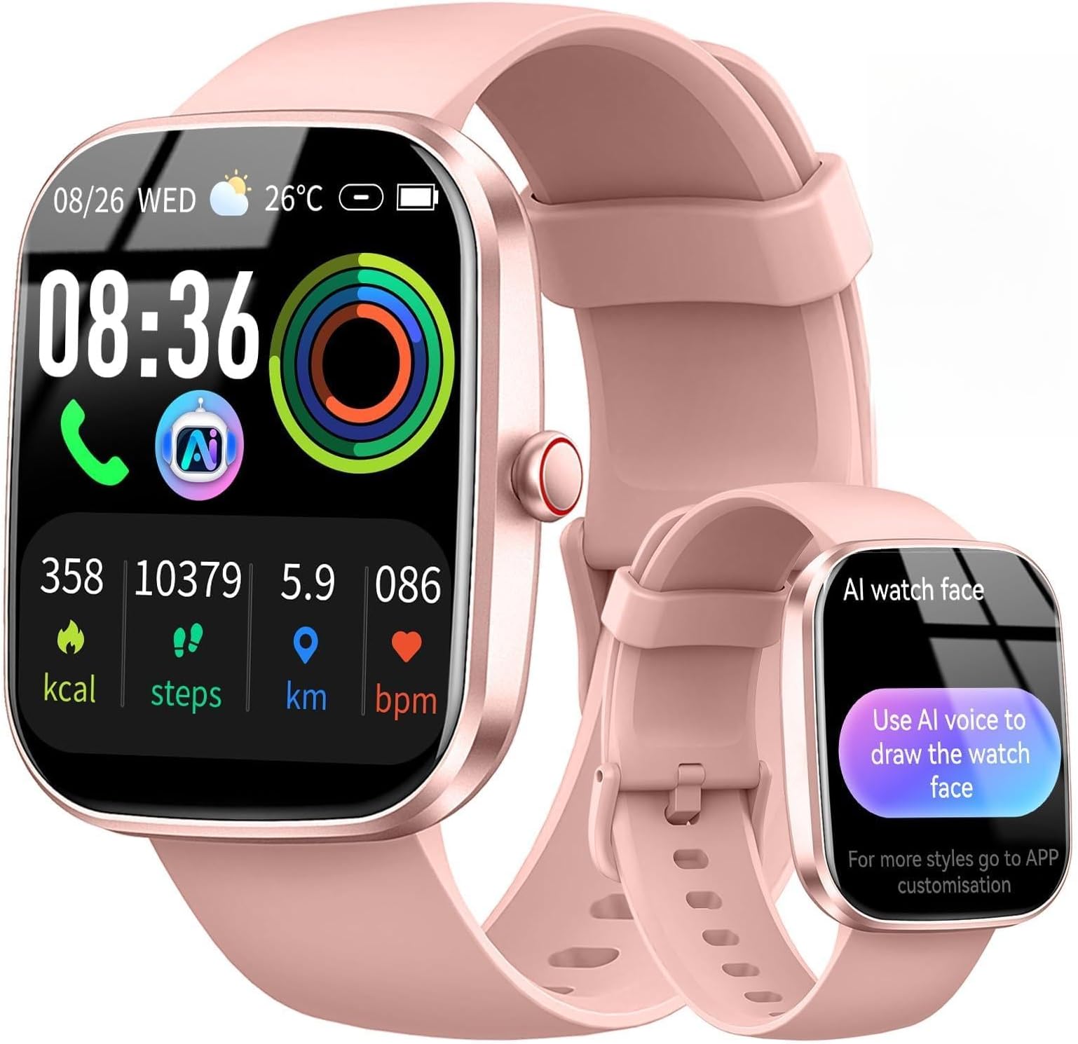 AI Smart Watch with ChatGPT, 1.91" Bluetooth 5.4 Call Smartwatch Men Women, AI Voice 24/7 Heart Rate Sleep Monitor, 200+Watch Face,115+Sports IP68 Waterproof Fitness Activity Tracker for Android iOS